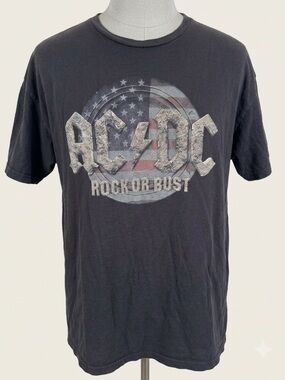 ACDC Rock Or Bust Tour Shirt XXL Black America 2016 Band Tee Tultex Rock Metal